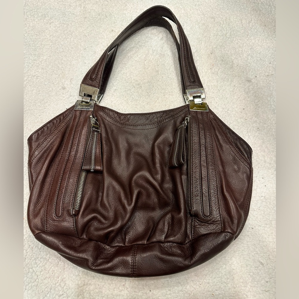 B.Makowsky medium leather shoulder hobo tote satchel purse